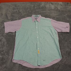 BD Baggies Shirt Men's 17 - 17.5‎ Green and Purple Colorblock Button Down Shirt